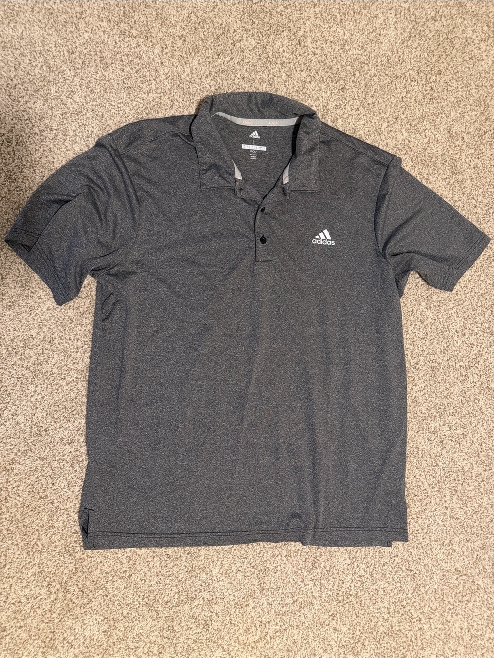 adidas Men’s Heather Charcoal Polo - Short Sleeve Performance